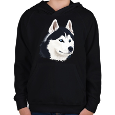 PRINTFASHION Husky - Gyerek kapucnis pulóver - Fekete gyerek pulóver, kardigán