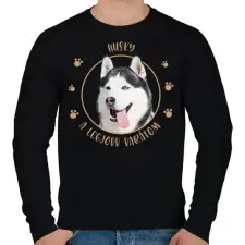 PRINTFASHION Husky - Legjobb barát - Férfi pulóver - Fekete férfi pulóver, kardigán