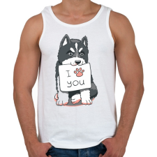 PRINTFASHION Husky love - Férfi atléta - Fehér atléta, trikó