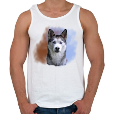 PRINTFASHION husky-portré - Férfi atléta - Fehér atléta, trikó