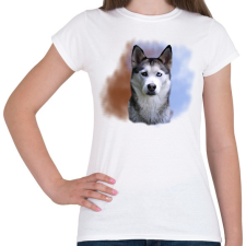 PRINTFASHION husky-portré - Női póló - Fehér női póló