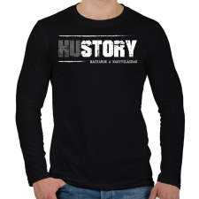 PRINTFASHION HUstory (white) - Férfi hosszú ujjú póló - Fekete férfi póló