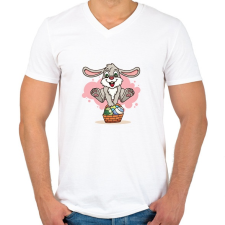 PRINTFASHION husvét21 - Férfi V-nyakú póló - Fehér férfi póló