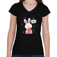 PRINTFASHION husvét24 - Női V-nyakú póló - Fekete női póló