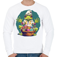 PRINTFASHION Húsvéti béka kosárnyi tojással - Férfi pulóver - Fehér férfi pulóver, kardigán