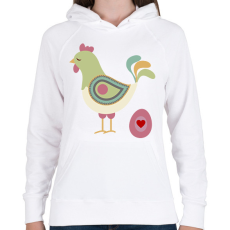 PRINTFASHION Húsvéti kakas - Női kapucnis pulóver - Fehér