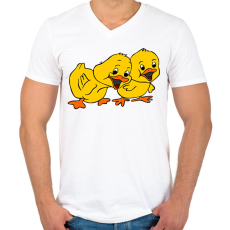 PRINTFASHION Húsvéti kiskacsák - Férfi V-nyakú póló - Fehér