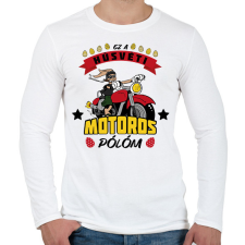 PRINTFASHION Húsvéti motoros póló - Férfi hosszú ujjú póló - Fehér férfi póló