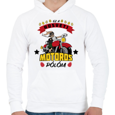 PRINTFASHION Húsvéti motoros póló - Férfi kapucnis pulóver - Fehér