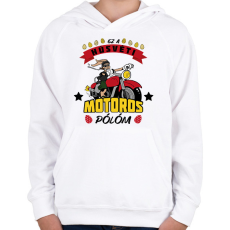 PRINTFASHION Húsvéti motoros póló - Gyerek kapucnis pulóver - Fehér