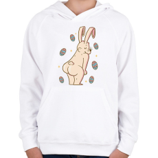 PRINTFASHION Húsvéti nyúl - Gyerek kapucnis pulóver - Fehér