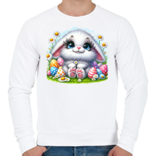 PRINTFASHION Húsvéti nyuszi - Férfi pulóver - Fehér férfi pulóver, kardigán