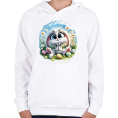 PRINTFASHION Húsvéti nyuszi - Gyerek kapucnis pulóver - Fehér