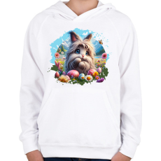 PRINTFASHION Húsvéti nyuszi - Gyerek kapucnis pulóver - Fehér