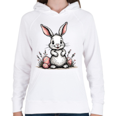 PRINTFASHION Húsvéti nyuszi - Női kapucnis pulóver - Fehér