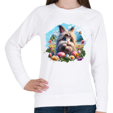 PRINTFASHION Húsvéti nyuszi - Női pulóver - Fehér női pulóver, kardigán