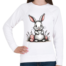 PRINTFASHION Húsvéti nyuszi - Női pulóver - Fehér női pulóver, kardigán