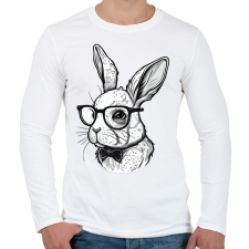 PRINTFASHION Húsvéti nyuszi szemüvegben - Férfi hosszú ujjú póló - Fehér férfi pulóver, kardigán