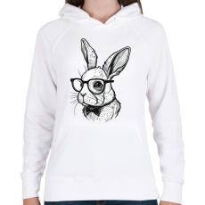 PRINTFASHION Húsvéti nyuszi szemüvegben - Női kapucnis pulóver - Fehér