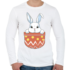 PRINTFASHION Húsvéti nyuszi zsebminta - Férfi hosszú ujjú póló - Fehér