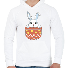 PRINTFASHION Húsvéti nyuszi zsebminta - Férfi kapucnis pulóver - Fehér