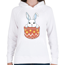 PRINTFASHION Húsvéti nyuszi zsebminta - Női kapucnis pulóver - Fehér
