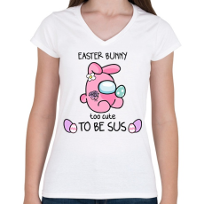 PRINTFASHION Húsvéti nyuszika - Női V-nyakú póló - Fehér