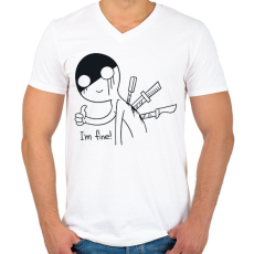 PRINTFASHION I am fine - Férfi V-nyakú póló - Fehér