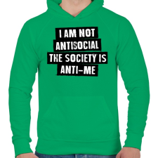 PRINTFASHION I am not antisocial... - Férfi kapucnis pulóver - Zöld férfi pulóver, kardigán