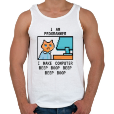 PRINTFASHION I am programmer (black) - Férfi atléta - Fehér