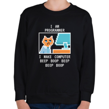 PRINTFASHION I am programmer (white) - Gyerek pulóver - Fekete gyerek pulóver, kardigán