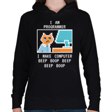 PRINTFASHION I am programmer (white) - Női kapucnis pulóver - Fekete