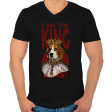 PRINTFASHION I am the king - kutya - Férfi V-nyakú póló - Fekete férfi póló