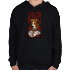 PRINTFASHION I am the king - kutya - Gyerek kapucnis pulóver - Fekete