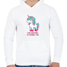 PRINTFASHION I am unicorn - Férfi kapucnis pulóver - Fehér férfi pulóver, kardigán
