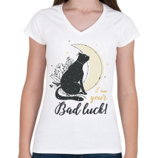 PRINTFASHION I am your bad luck - Női V-nyakú póló - Fehér