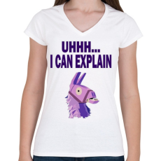 PRINTFASHION I CAN EXPLAIN - Női V-nyakú póló - Fehér