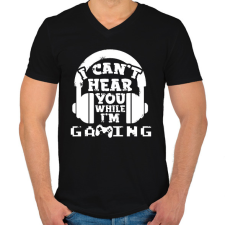 PRINTFASHION i cant hear - Férfi V-nyakú póló - Fekete férfi póló