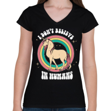 PRINTFASHION I don't believe - Női V-nyakú póló - Fekete