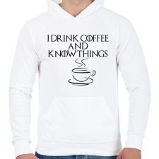 PRINTFASHION I drink nd know things - Férfi kapucnis pulóver - Fehér férfi pulóver, kardigán