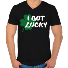 PRINTFASHION I got Lucky - páros - Férfi V-nyakú póló - Fekete férfi póló