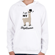 PRINTFASHION I got my dipllama - Gyerek kapucnis pulóver - Fehér