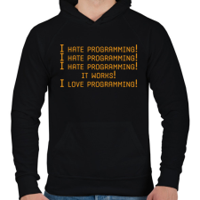 PRINTFASHION I hate programming! - Férfi kapucnis pulóver - Fekete férfi pulóver, kardigán