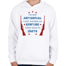 PRINTFASHION I just rather go hunting - Gyerek kapucnis pulóver - Fehér