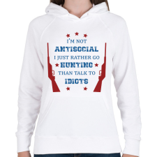 PRINTFASHION I just rather go hunting - Női kapucnis pulóver - Fehér női pulóver, kardigán