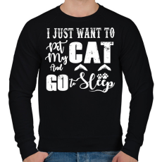 PRINTFASHION I just want to pet my cat and go to sleep - Férfi pulóver - Fekete