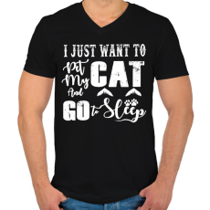 PRINTFASHION I just want to pet my cat and go to sleep - Férfi V-nyakú póló - Fekete