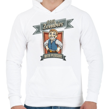 PRINTFASHION I kill zombies - Férfi kapucnis pulóver - Fehér férfi pulóver, kardigán