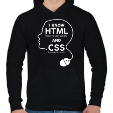 PRINTFASHION I know HTML and CSS - Férfi kapucnis pulóver - Fekete férfi pulóver, kardigán