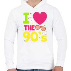 PRINTFASHION I love 90's - Férfi kapucnis pulóver - Fehér